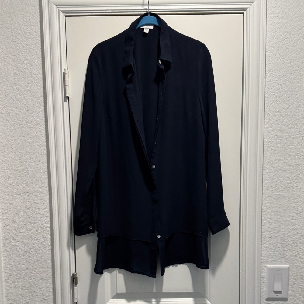 Gorgeous J.Jill size small tall deep navy tunic layered and button down front